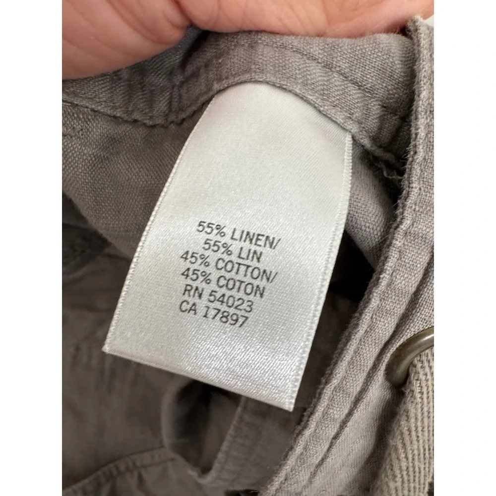 Banana Republic Ryan Fit Pants sz 12 Linen Wide Leg Drawstring coastal 90s